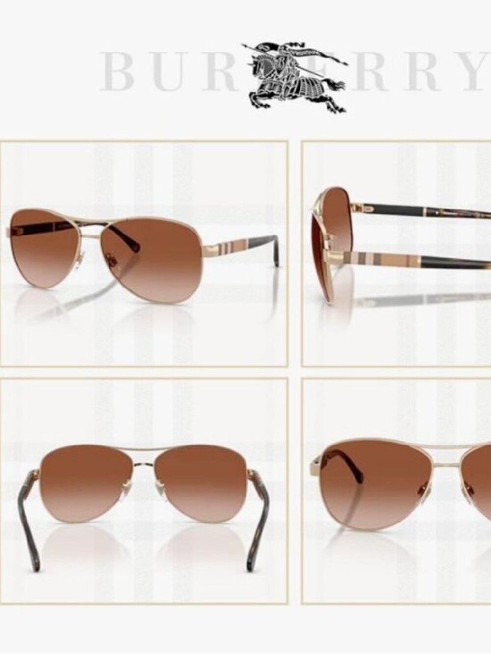 BURBERRY BE3080 Aviator Sunglasses For Women